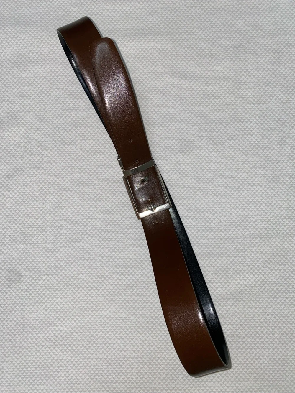 Men's Brown Genuine Leather Belt with Silver Buckle
